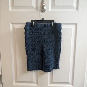 Free People Beach Navy Blue Ruffle Bloomers Smocked Shorts - Size S